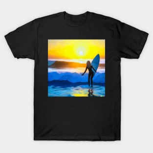 Sun Rise Surfing Girl T-Shirt